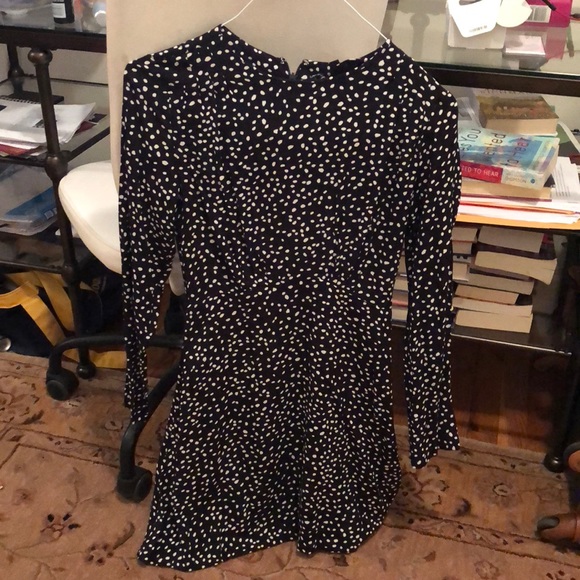 black and white spotty long sleeve dress